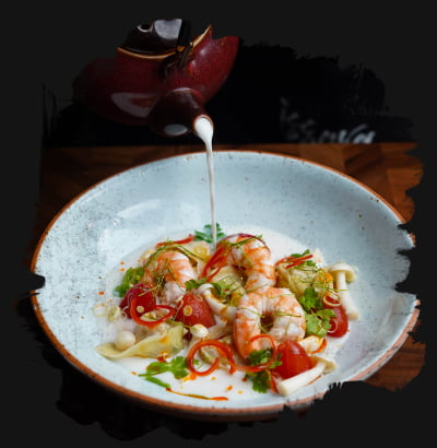 Tom Kha Cod And Prawn Wontons